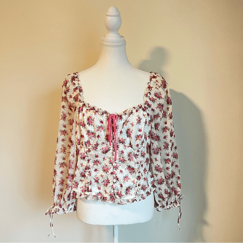 For Love & Lemons Etienne Floral Top Size Large