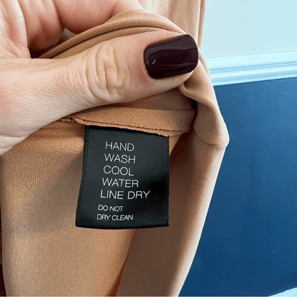 Norma Kamali Kamali Kulture Crew Neck Shirred Midi Bodycon Dress in Tan Size S