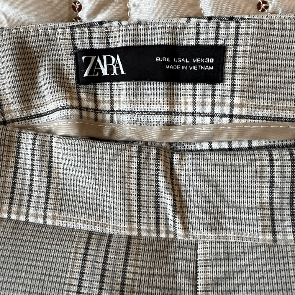 Zara Plaid Ankle Pants in Gray Size Large