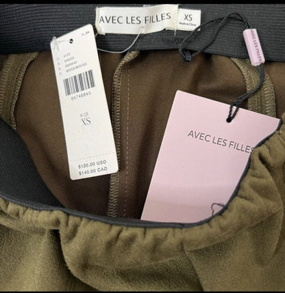 Anthropologie Avec Les Filles Slit-Front Sueded Moss Leggings Pants NEW Size XS