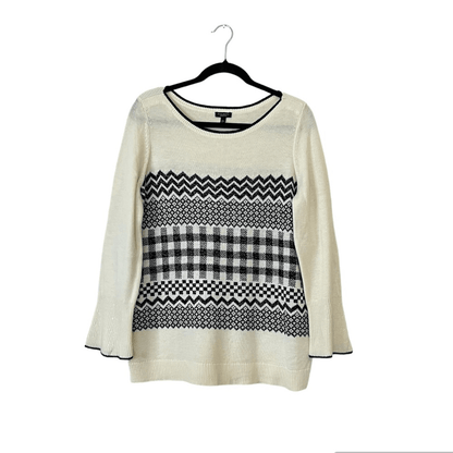 Talbots Wool Blend Geometric Print Crew Neck Sweater Size 1XP