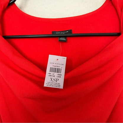 Ann Taylor Cowl Neck Red Sleeveless Mini A-line Dress NEW Size XS Petite