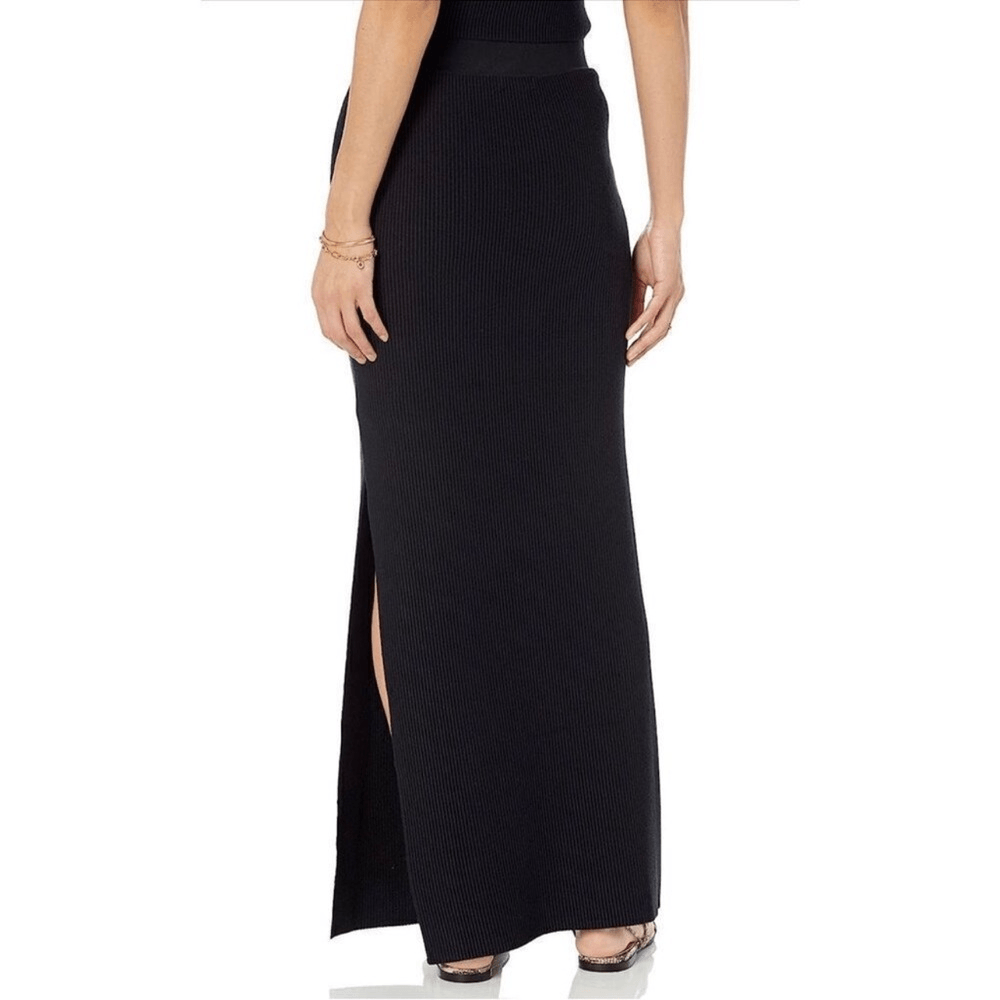 The Drop Tyler Ribbed Black Maxi Knit Skirt NEW Size Small