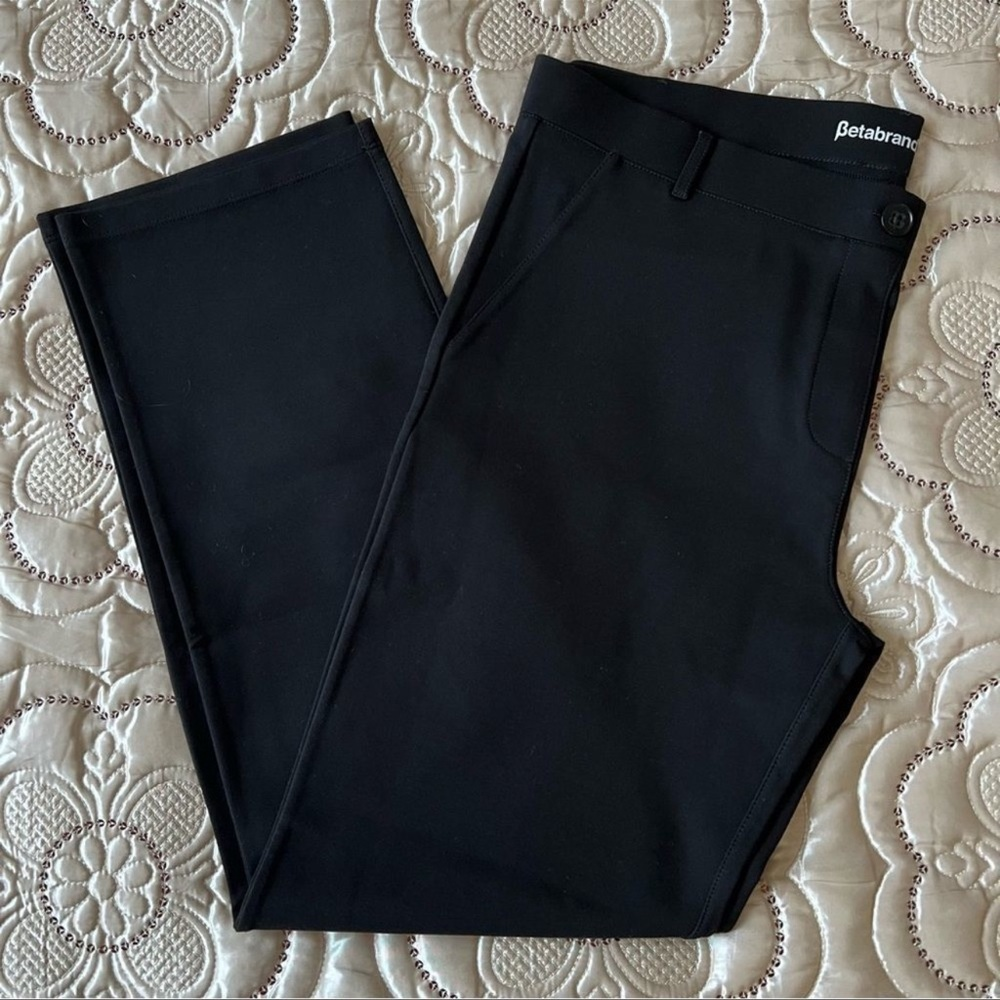 Betabrand Black Straight Leg Classic Dress Pant Yoga Pants Size L Petites