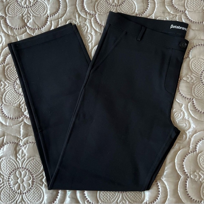 Betabrand Black Straight Leg Classic Dress Pant Yoga Pants Size L Petites