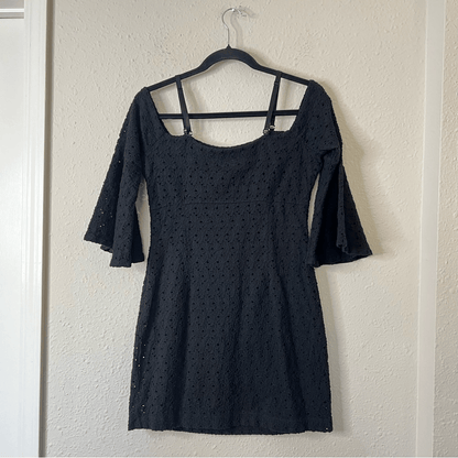 Free People Sophia Black Eyelet Crochet Mini Dress Bodycon Revolve
