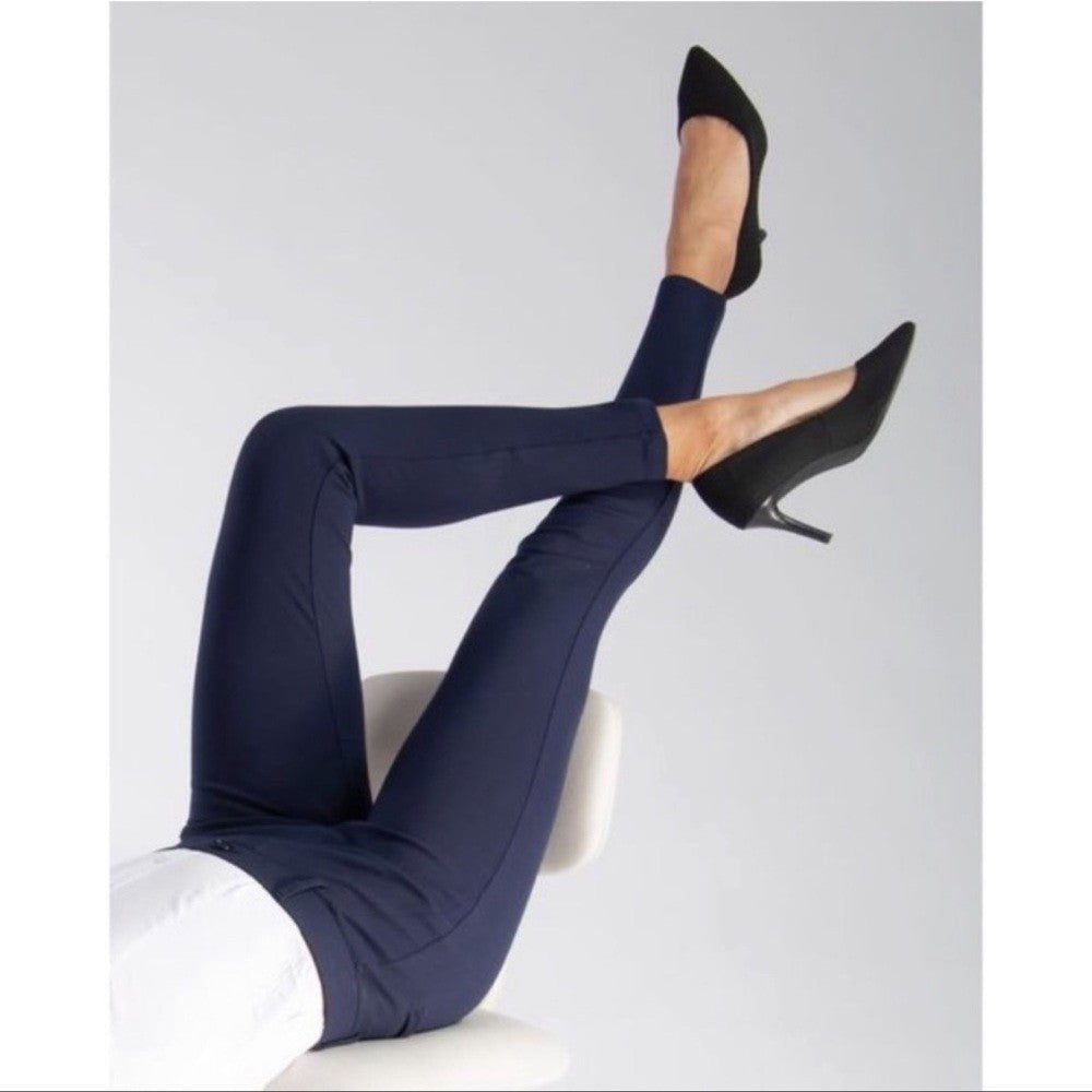 Betabrand Navy Blue Classic Skinny Leg Yoga Dress Pants Women's Size Small