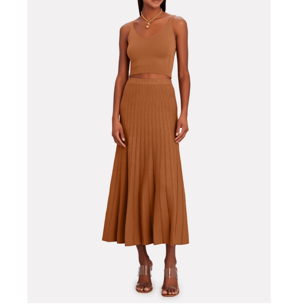 RONNY KOBO Laine Pleated Shimmer Knit Midi Maxi Skirt Size Small