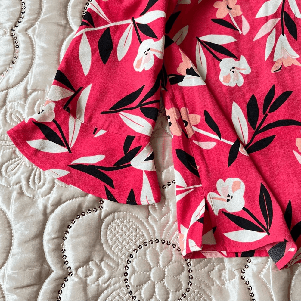 Talbots Pink Floral 3/4 Bell Sleeves Blouse Size XS