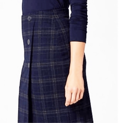 J.Jill Plaid Wrap Front Pull On Skirt NEW Size Medium Stretch Academia Career