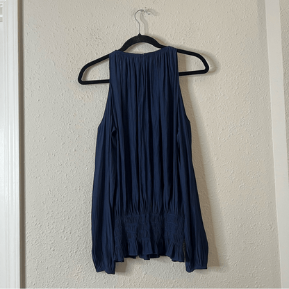 Ramy Brooks Lauren Cold Shoulder Blouse Navy Blue Size XS Long Sleeve