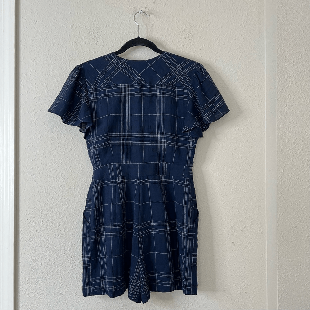 Anthropologie Greylin Misla Cotton Blend Wrap Plaid Romper  Size Small