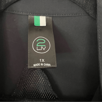 2LIV Athletic Jacket Black Zip Up Lightweight Jacket Mesh Accents Plus Size 1X