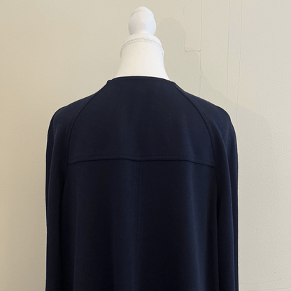 St. John Navy Blue Wool Blend Full Zip 3/4 Sleeve Knit Jacket Blazer Size Large