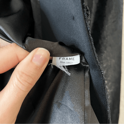 FRAME Black Metallic Velvet Satin Blazer Jacket Size 2 Party Cocktail