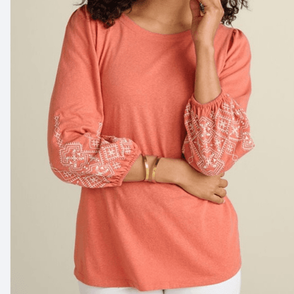 Soft Surroundings Embroidered Parisian Poet Top Size Large