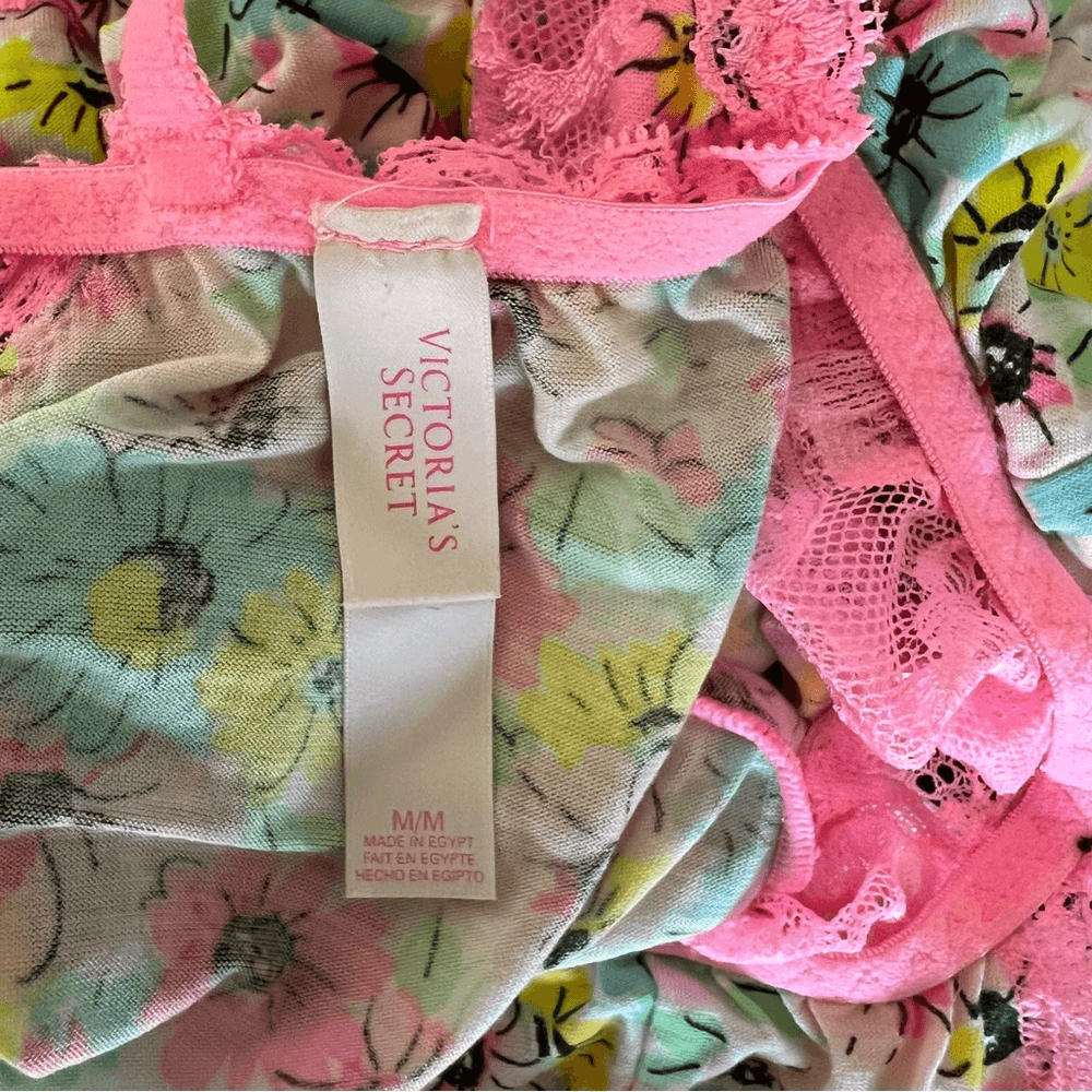 Victoria's Secret Y2K Lace Floral Babydoll Slip Dress Pink Size Medium