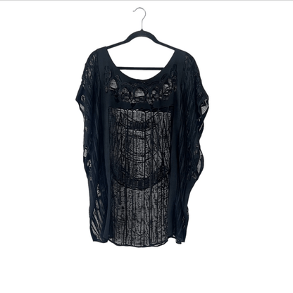 Black Lace Swim Cover Up Poncho Dress