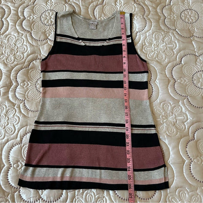 Chico’s Knit V-neck Sleeveless Striped Tank Top Size 0/Small