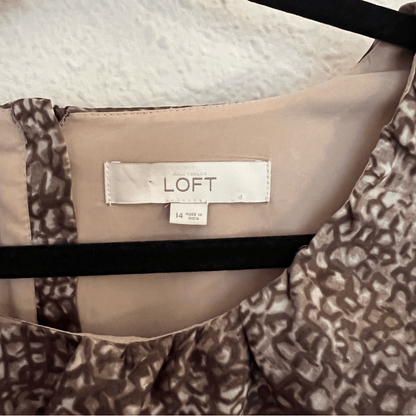 Ann Taylor LOFT Sleeveless Ruffle Printed Sheath Dress Size 14