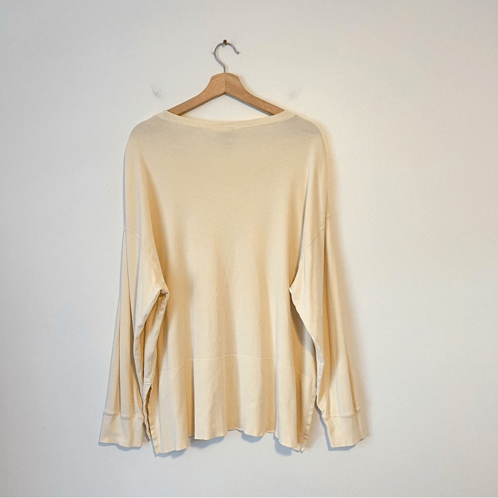 J. Jill Butter Yellow Supima Tunic Pullover Sweatshirt Size Large %100 Cotton