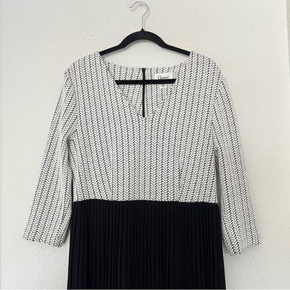 Ganni Anthropologie Jacquard Jersey Knife Pleated Dress Size Large