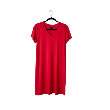 J. Jill Wearever Collection V-Neck Mini T-shirt Dress Short Sleeve Red Small
