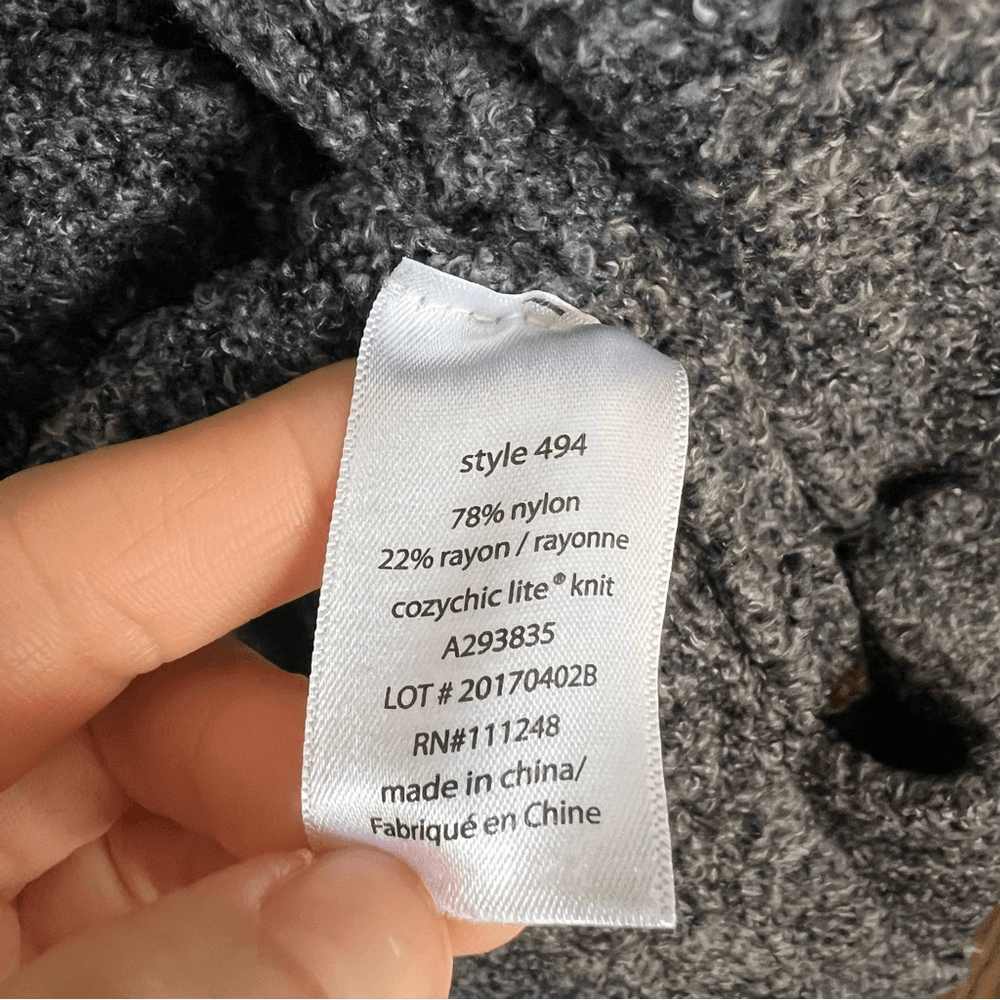 Barefoot Dreams Cozychic Lite Cardigan Pus Size 3X in Charcoal Gray STYLE 494