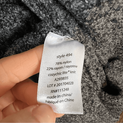 Barefoot Dreams Cozychic Lite Cardigan Pus Size 3X in Charcoal Gray STYLE 494