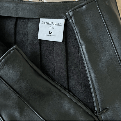 Social Tourist Black Faux Leather Pleated Mini Skirt Size Medium