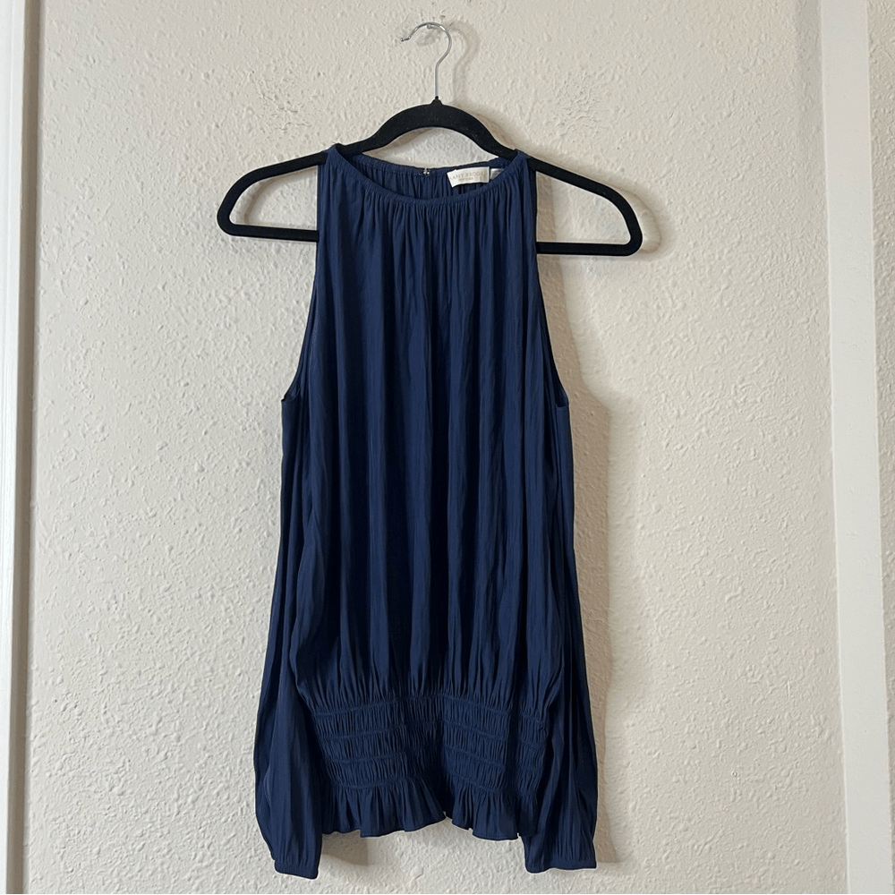 Ramy Brooks Lauren Cold Shoulder Blouse Navy Blue Size XS Long Sleeve