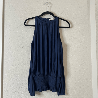 Ramy Brooks Lauren Cold Shoulder Blouse Navy Blue Size XS Long Sleeve