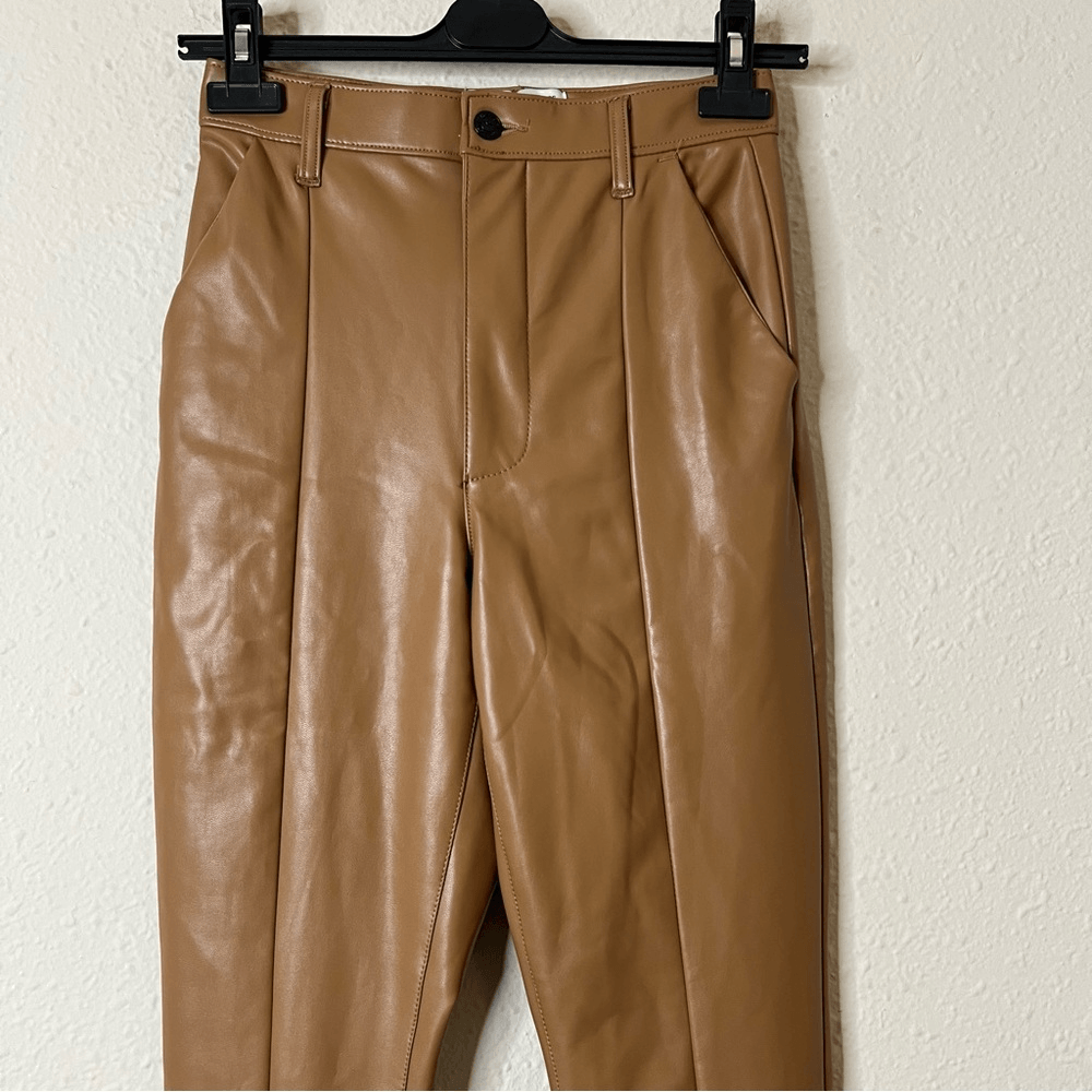 Abercrombie & Fitch The Skinny Ultra High Rise Vegan Leather Split-Hem Pant