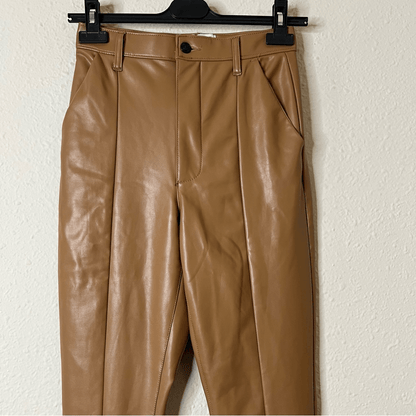Abercrombie & Fitch The Skinny Ultra High Rise Vegan Leather Split-Hem Pant