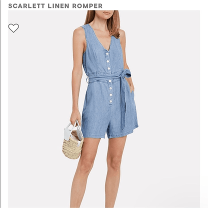 RAILS Scarlett Chambray Romper Linen Lyocell Size M (MISSING BELT)