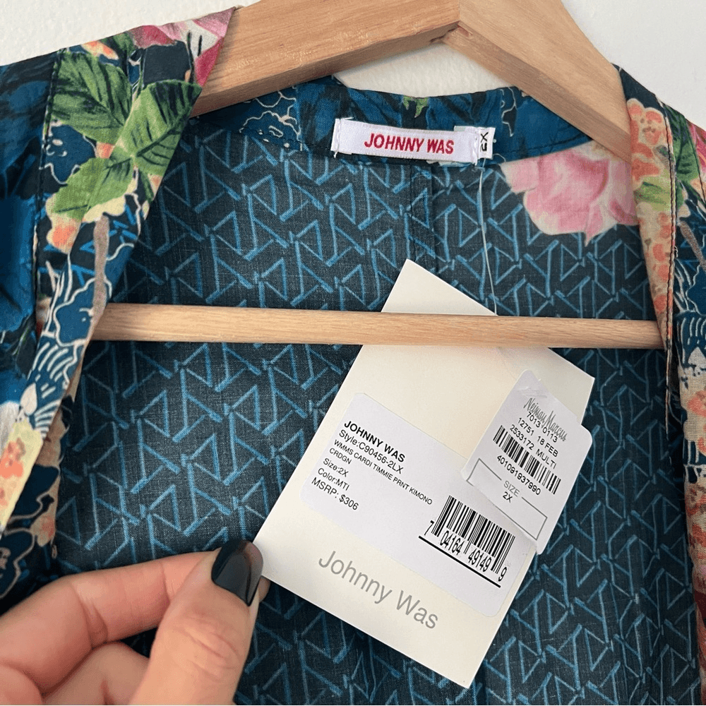 Johnny Was Cardi Timmie Print Floral Kimono Top NEW Plus Size 2X