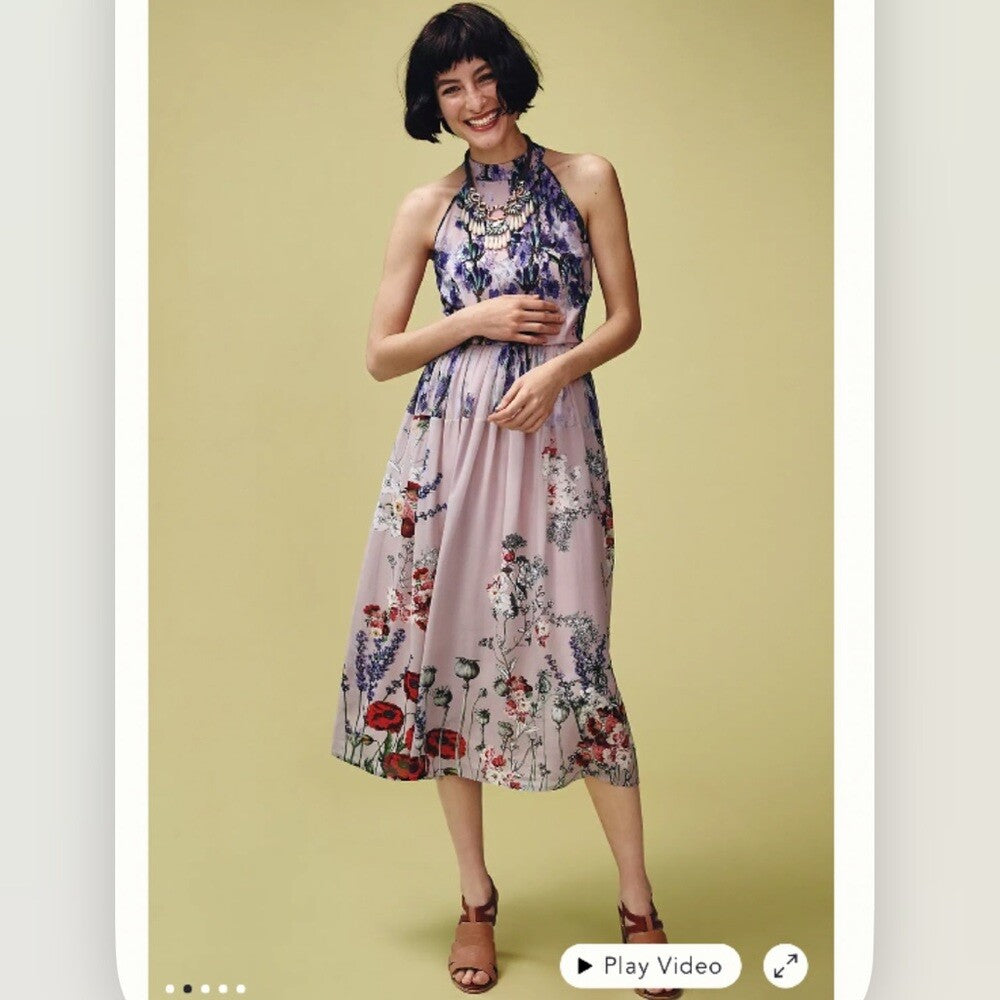 Anthropologie Petaline Midi Dress Varun Bahl NEW Size 2 Petites