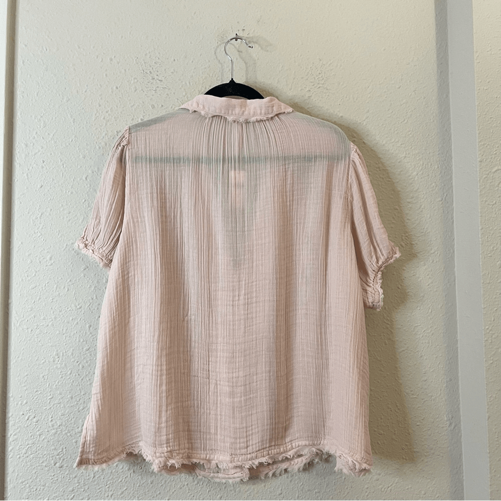 Anthropologie Romilly Boho Top Button-up Pink Embroidery NEW Plus Size 1X
