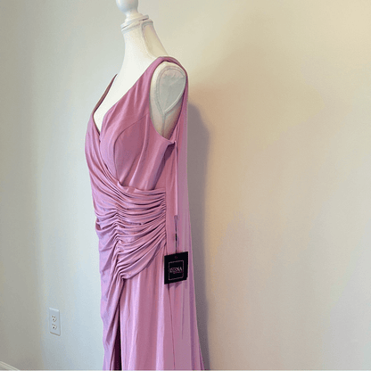 IEENA Mac Duggal Faux Wrap Thigh High Slit V-Neck Sleeveless Gown NEW Size 14