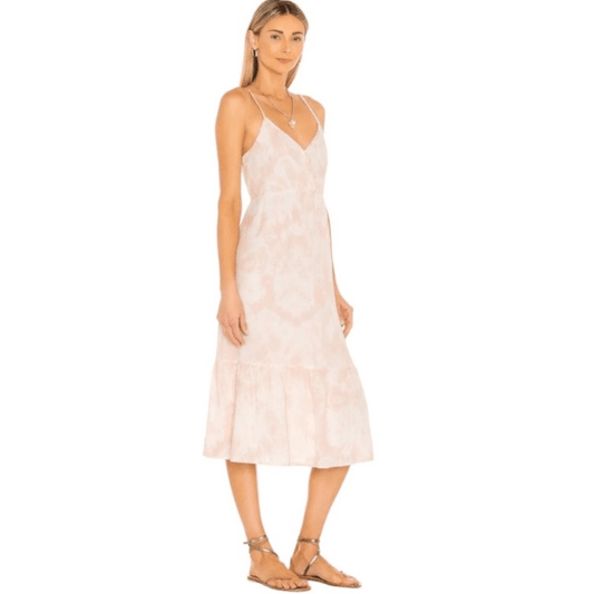 Revolve RAILS Delilah Linen Midi Dress in Peach Pink Tie Dye Size Medium