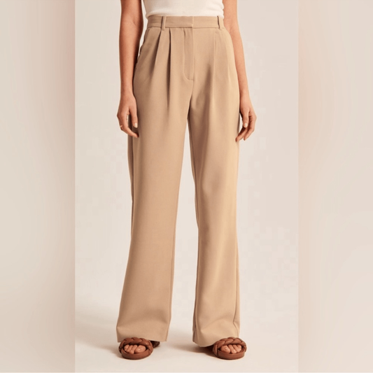 Abercrombie & Fitch Sloan Trousers Wide Leg Pants in Tan Size 27/4S