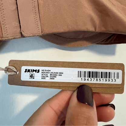 SKIMS No Show Molded Unlined Underwire Demi Bra NEW Nude OCHRE 34DD