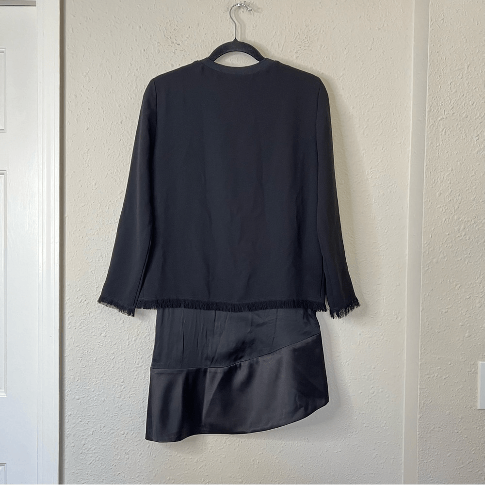 All Saints Long Sleeve Black Mini Dress Layered Asymmetrical Hem Size 0
