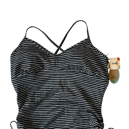 Prana Moorea Striped One Piece Swimsuit NEW Size XL Black White