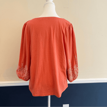 Soft Surroundings Embroidered Parisian Poet Top Size Large