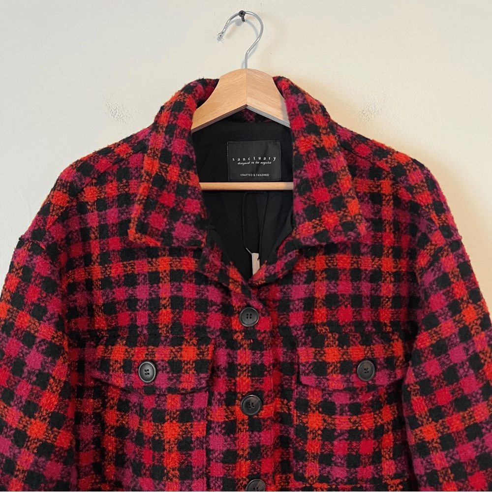 Sanctuary The Shacket Plaid Jacket NEW Size XL Wool Blend