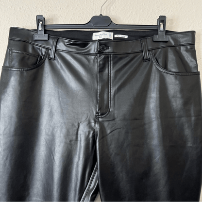 Abercrombie & Fitch Curve Love High Rise Skinny Vegan Leather Pants NEW Black 35