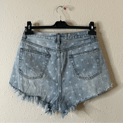 SUPERDOWN Revolve Kenzie Star Print Distressed Denim Jean Shorts High Rise
