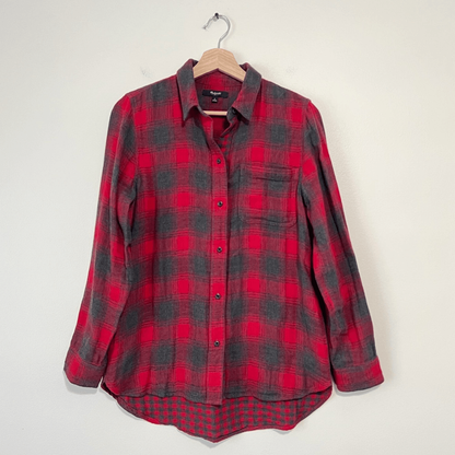 Madewell Ex-Boyfriend Plaid Flannel Button Down Shirt Long Sleeve Sz Small