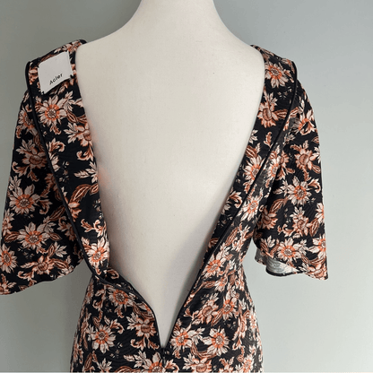 Acler Tippet Floral Flutter Sleeve Midi Dress Size 2